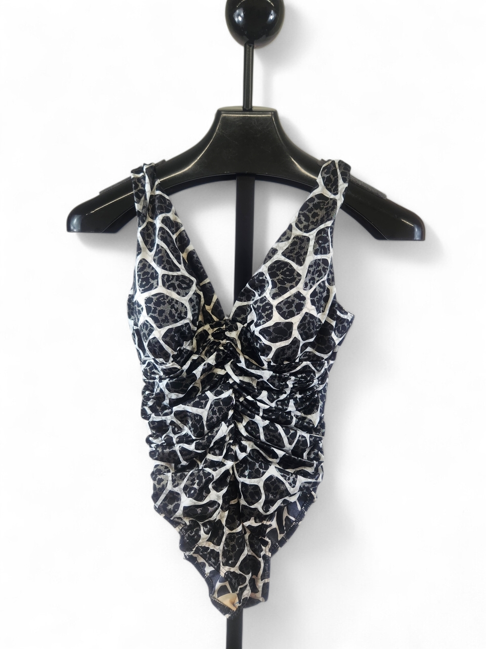 NWOT Miraclesuit Black and White Giraffe-Print One-Piece with Cream Lining